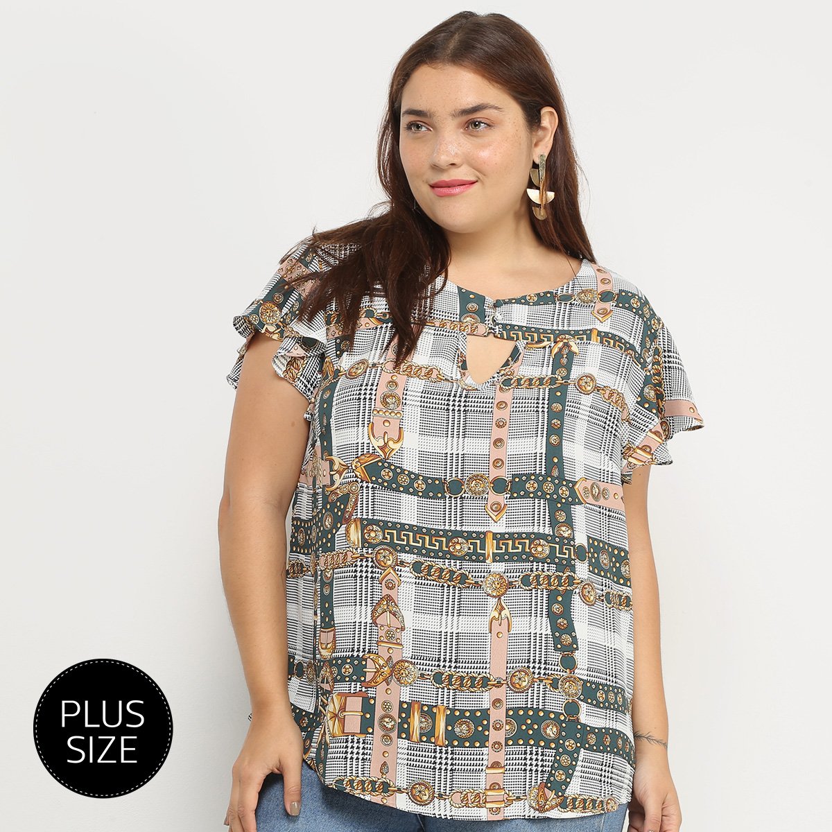 blusas plus size xadrez